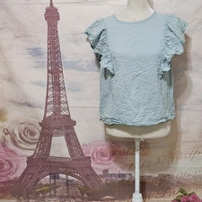 a new day Light Blue Flutter Sleeve Blouse