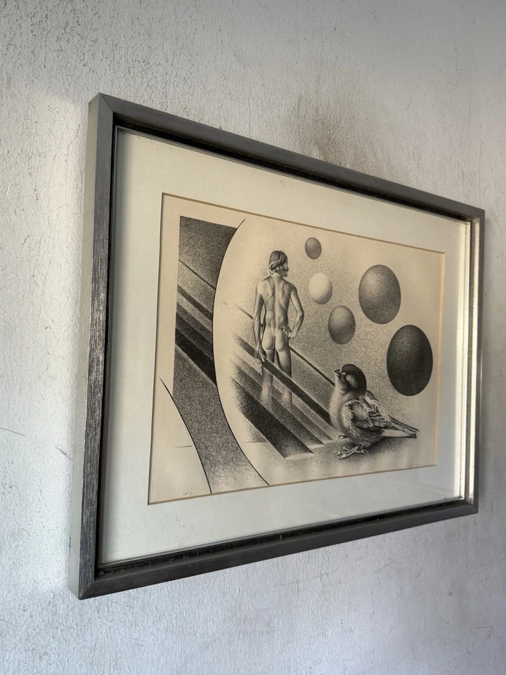 VINTAGE MODERN ART FIGURATIVE SURREALIST LITHOGRAPH SURREALISM WIRTH 1960s - Image 3 of 4