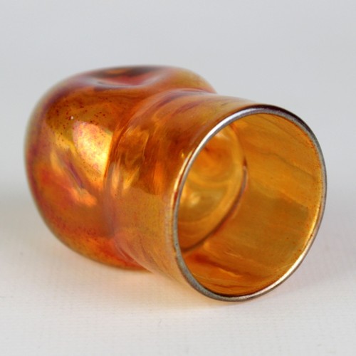 LTC Tiffany Gold Aurene Iridescent Signed Pinch Vase Antique Art Glass Favrile E - Picture 4 of 7