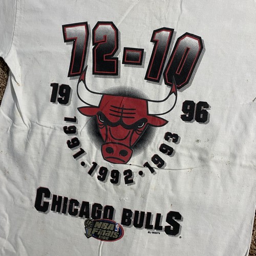 Camisa De Colección Chicago Bulls Para Hombres Pequeña NBA Baloncesto 72-10 Finales Años 90 Puntada Única - Imagen 2 de 8