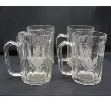 Patriotic Eagle Stars Beer Mugs Set Of 4 22oz Heavy Etched Glass