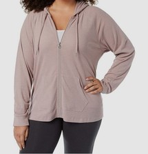 Calvin Klein Women's Pink Zip-up Ruched Hoodie Sweater Plus Size 2X