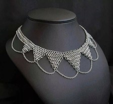 Chainmail NECKLACE, ALUMINIUM BUTTED SILVER COLOR BEAUTIFUL HALLOWEEN gift