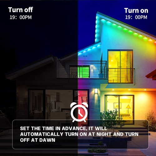 300FT Smart RGB Outdoor Eaves Lights Permanent Waterproof Strip Lights with APP - Picture 4 of 6