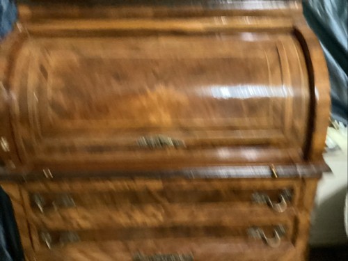 French Louis XV Walnut Cylinder Writing Secretary Desk - Picture 8 of 9