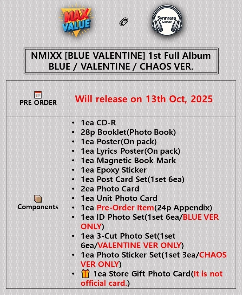 NMIXX [BLUE VALENTINE] 1st Full Album CD+Photo Book+2 Poster+9 Card+etc+POB+GIFT - Image 2 of 4