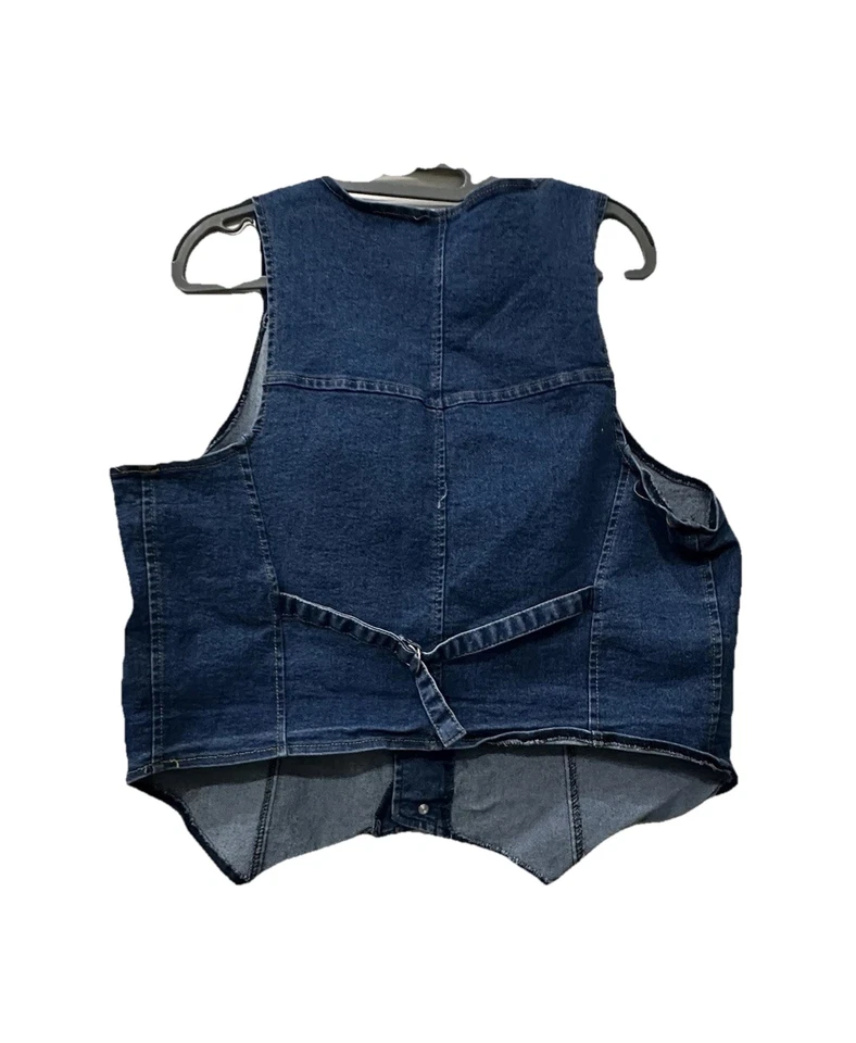 Chaleco vaquero vaquero moderno sin mangas con cuello en V occidental o informal para mujer 1x XL Foto 3 de 4