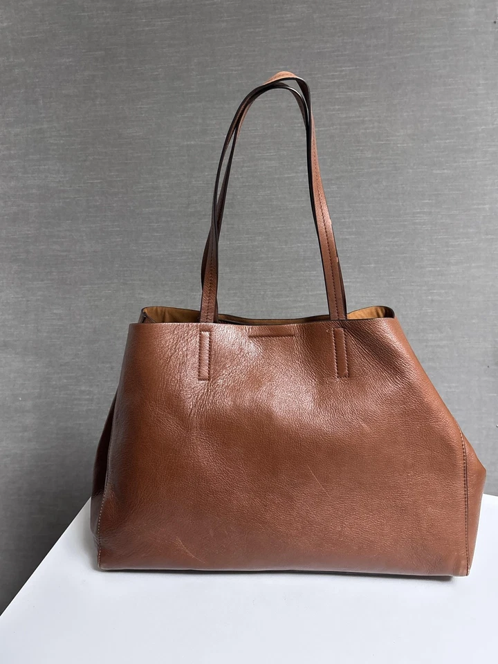 Banana Republic Tote Bag Brown Leather Shoulder Large Purse Satchel Shopper - Image 3 of 4