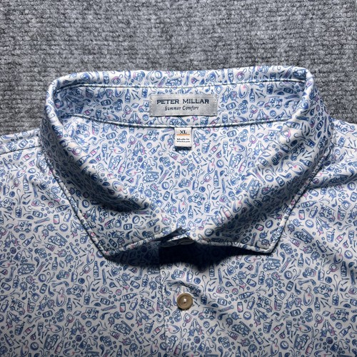 Polo de golf Peter Millar XL Summer Comfort para hombre bebidas azul club de campeones - Imagen 3 de 11