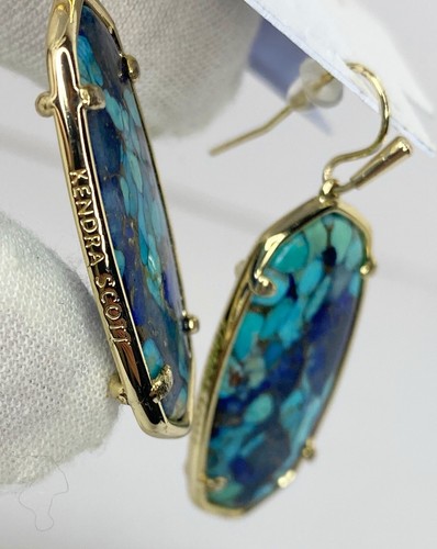 Pendientes colgantes Kendra Scott Elle en bronce veteado lapislázuli turquesa magnesita - Imagen 6 de 10