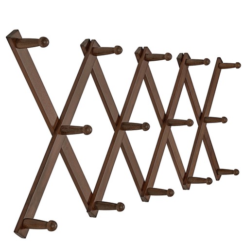 Accordion Wall Hanger, Modern Expandable Coat Rack Wall Mounted, Solid Wooden...