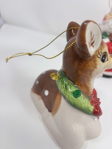 Mr. Christmas beleuchtete nostalgische Keramik Ornamente, 4er Set Schneemann Weihnachtsmann Hirsch - Bild 18 von 21