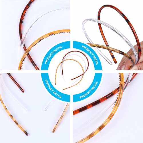 Gezahntes Kunststoff Haarband für Männer Frauen (0,5 cm, 3 Farben, 6 Stück/Set) - Bild 12 von 12