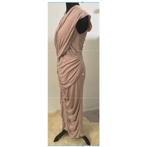 Acler Draped Nude Maxi Dress Asymmetrical Modal Blend Evening Gown | Size S - Picture 3 of 12