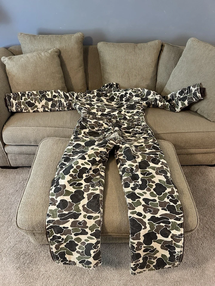 Vtg Carhartt Coveralls Duck Camouflage 42R Union USA Insulated RQ183 - Image 2 of 4