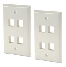 2 Pack - 4 Port Hole Keystone Insert Jack CAT RJ45 HDMI Audio Wall Plate WHITE