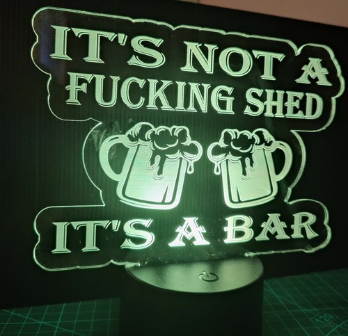 Bar sign open light up its not a fucking shed pub open mancave neon gift present - Picture 6 of 8