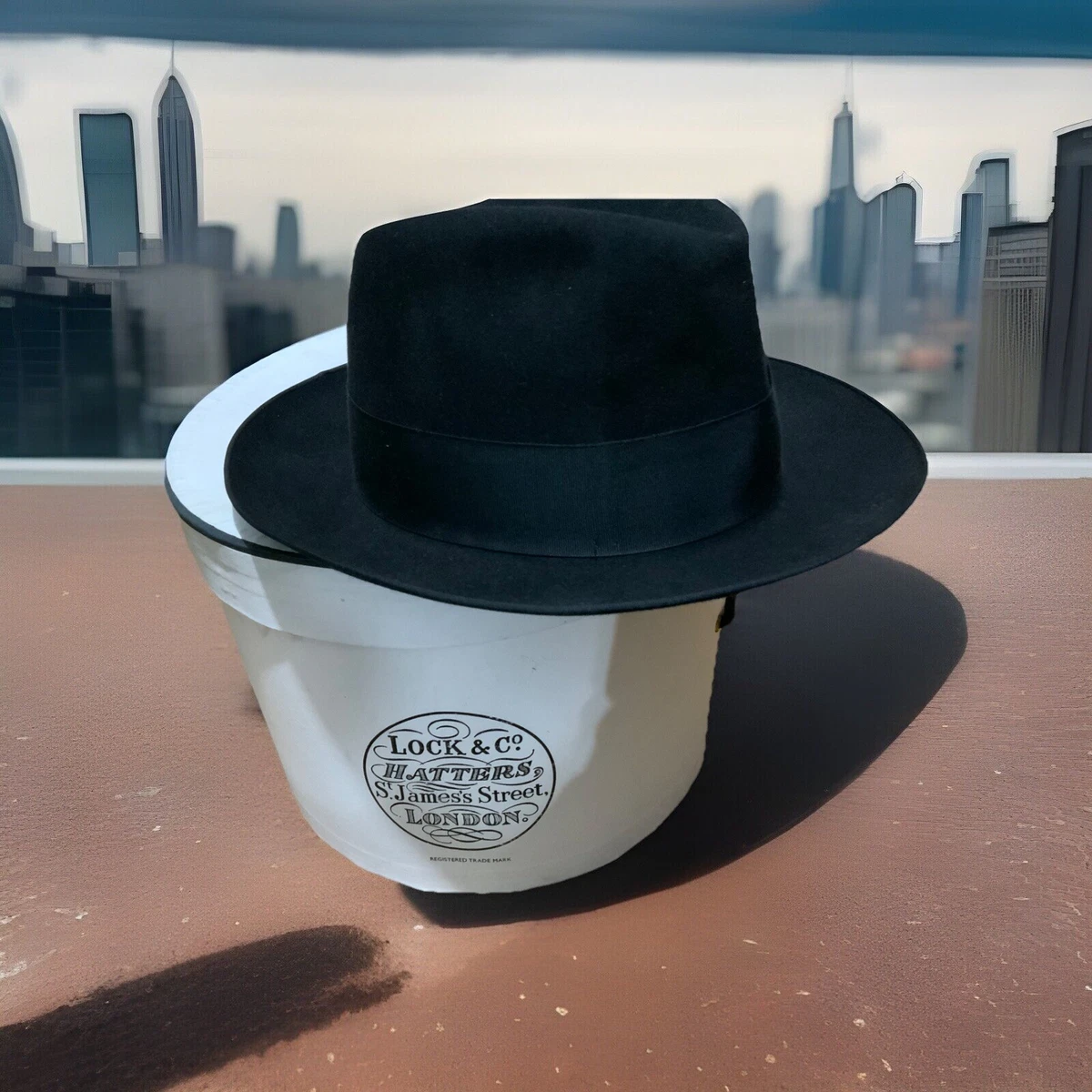 Sombrero Fedora Lock & Co Hatters London Para Hombres Negro Talla 7-M - 57 Cm PVP £295