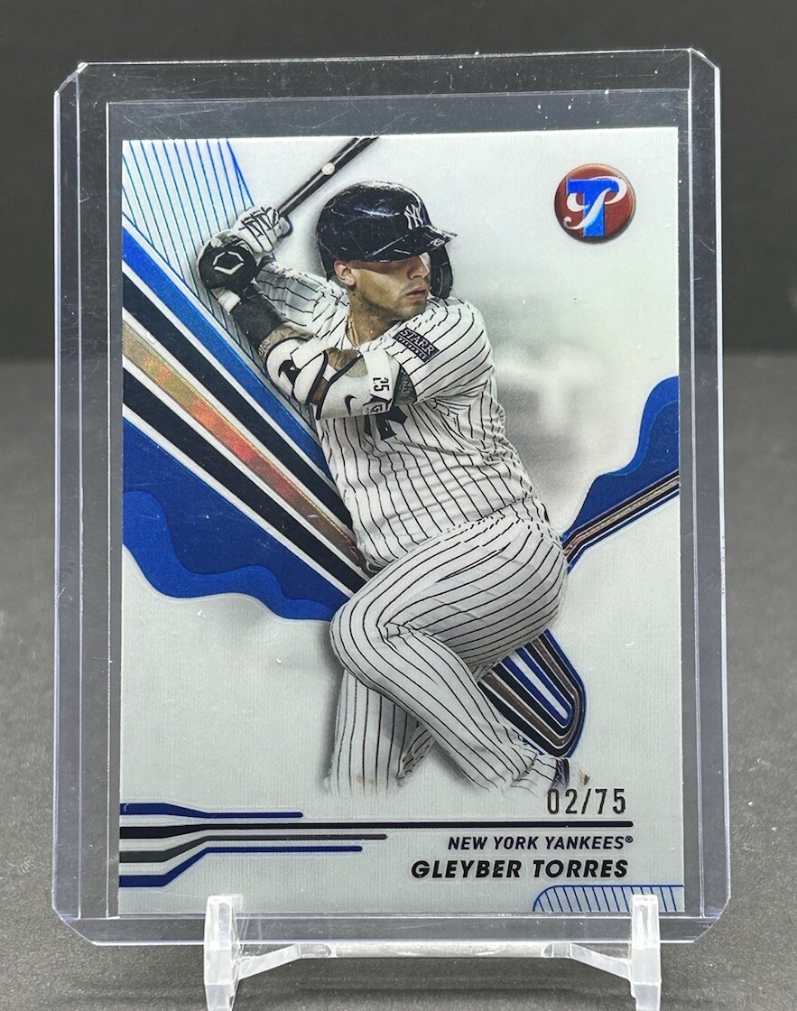 Gleyber Torres 2024 Topps Pristine - Blue Refractor /75 Yankees #154