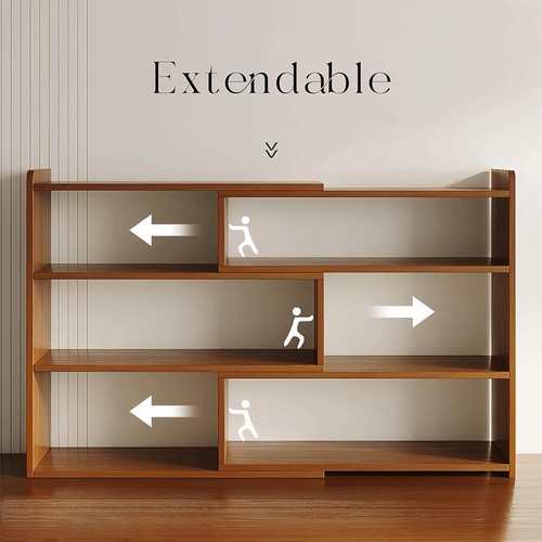 Wooden Shelf Bookcase Shelving 4 Tier Display Storage Unit Stand Stretchable - Picture 5 of 18