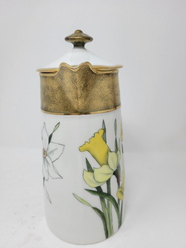 Unmarkierte Limoges 9 1/4" Kaffeekanne Narzissen & Briefbeschwerer C.1910 - Bild 6 von 19