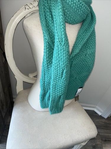 J.CREW Cable knit hat Beanie Light Teal Wool blend Scarf Shawl Cover New Sweater - Picture 13 of 17
