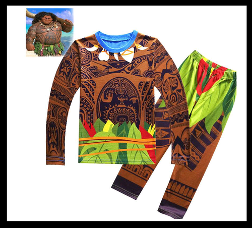 New Kids Long Sleeve Clothing Set Cartoon Maui Pajamas light weight 4T-10 - Picture 9 of 9