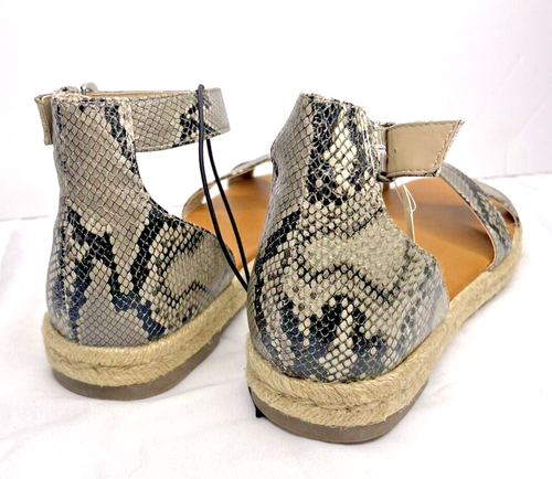 Sandalias para mujer Ana 9,5 M Blaze informales con correa al tobillo alpargata gris cuero sintético - Imagen 3 de 5