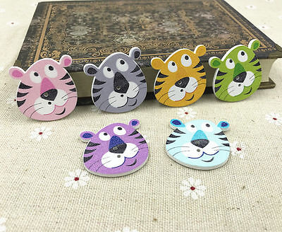 Mixed Cartoon Tiger head-shape Sewing buttons Wooden scrapbooking 32mm