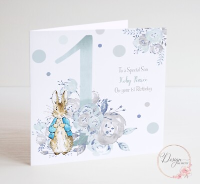 Brother etc PERSONALISED PETER RABBIT Birthday Card Son Grandson