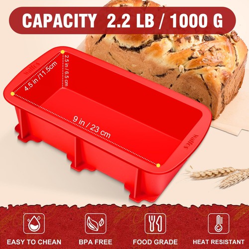 Silicone Loaf Pan 1 Pcs Pieces 9x5x2.5inch Nonstick Silicone Large Loaf Pan Ju - Picture 5 of 7
