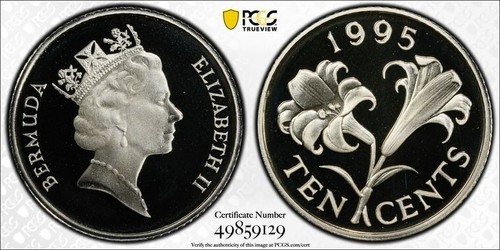 1995 10C PCGS PR70DCAM Bermuda