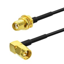 SMA Female Bulkhead Mount to SMA Male Right Angle RG174 Cable 30cm All Test
