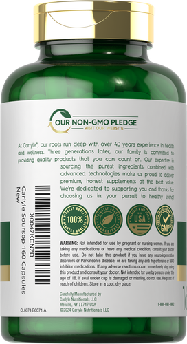 Soursop Capsules | 2000mg | 160 Count | Non-GMO, Gluten Free| by Carlyle - Picture 3 of 8