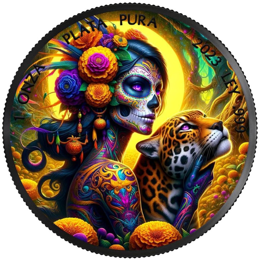 2023 Mexico Libertad Dia de los Muertos Big Cats Edition 1oz Silver Coin Blister