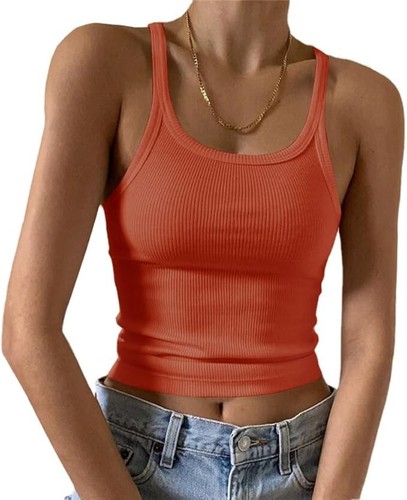 Artfish Women's Sleeveless Tank Top Form Fitting Scoop Neck Ribbed Knit Basic Ca - Picture 23 of 26