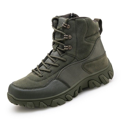 Men's Military Tactical Ankle Boots Combat Army Shoes Hiking Work Boots Camping - Picture 14 of 35