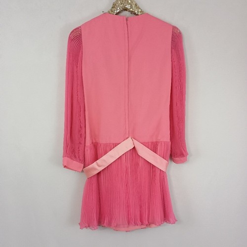 Vintage JR Theme Juniors Hot Pink Union Made Pleated Mini Dress - Picture 2 of 7