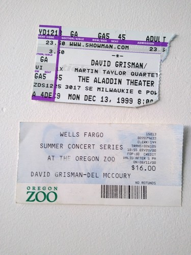 DAVID GRISMAN - 2 Ticket Stubs | Portland, Oregon | 1999 & 2000 - Bild 1 von 2