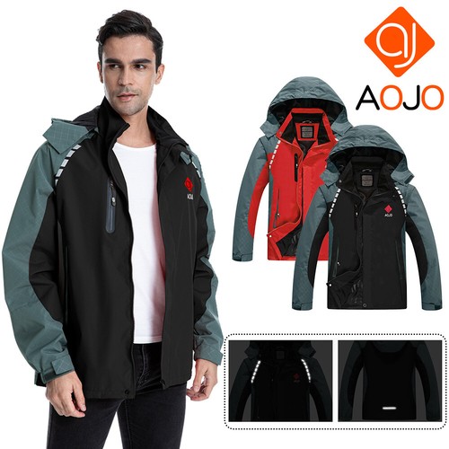 Mens Windproof Waterproof Hooded Coat Full Zip Lined Rain Jacket Lightweight US - 第 12/15 張圖片