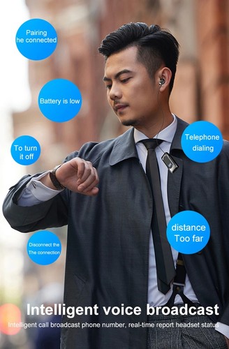 Bluetooth Headset Wireless Headphone Hands-free Call Earphone for iOS Android - Photo 3 sur 24