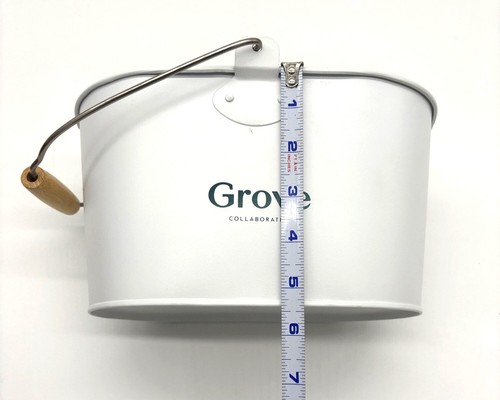 Grove Collaborative Container White Metal Cleaning Caddy Bucket w Wooden Handle - Picture 4 of 11