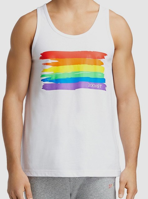 2xist Men White Rainbow Print Pride 