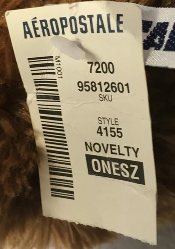AEROPOSTALE BROWN TEDDY BEAR PLUSH # 4155 ~ w / chaqueta azul con cremallera ~ Nuevo con etiquetas ~ 14 " - Imagen 8 de 12