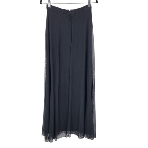 Vintage 90er Jahre Designer Tadashi Shoji schwarz Netz langer Maxirock 10 Cocktail Goth - Bild 2 von 11