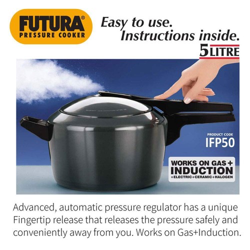 Futura Hard Anodised 5 L Induction Base Pressure Cooker Fast Cooking Free Ship - Bild 4 von 7