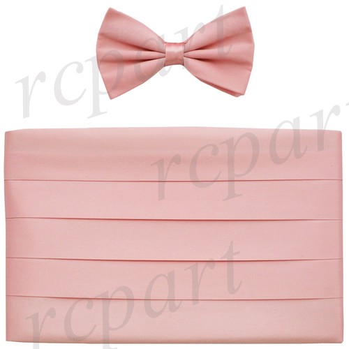 New Vesuvio Napoli 100% Silk Cummerbund and Bowtie Set Formal Party Prom Pink - Picture 1 of 3