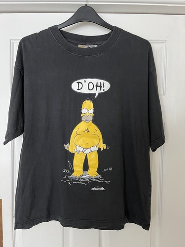 Vintage Homer Simpson D'Oh Graphic T-Shirt Simpsons Cartoon TV 90s Black - 第 1/9 張圖片