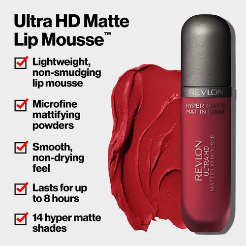 REVLON Ultra HD Lip Mousse Hyper Matte, Liquid Lipstick Sunset (810), 0.2 oz - Picture 3 of 9