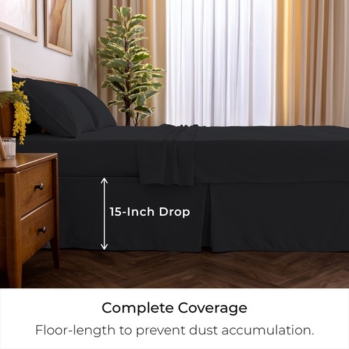 Mellanni Bed Skirt 15-Inch Tailored Drop Pleated Bed Frame and Box Spring Cover - Picture 31 of 92